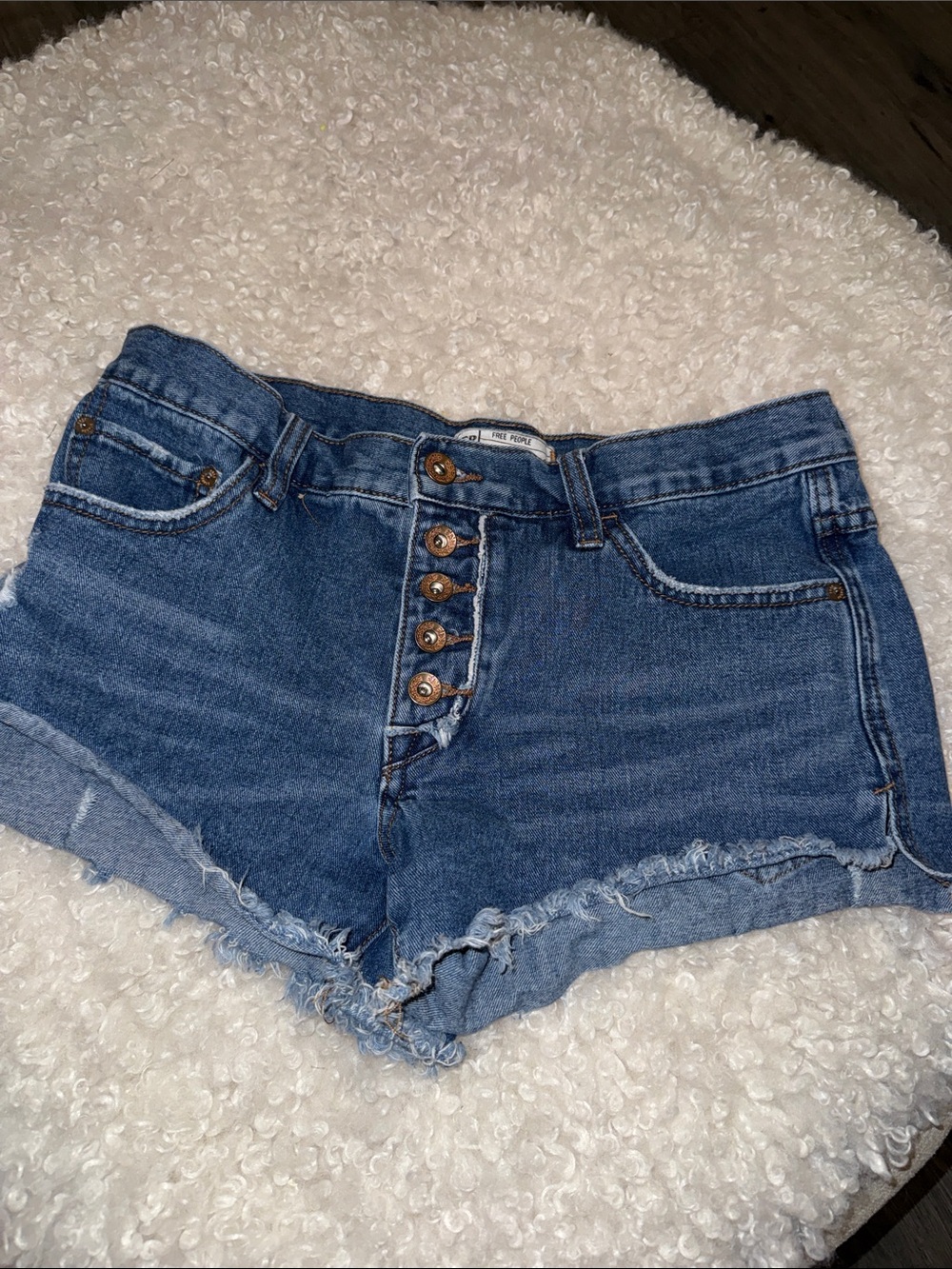 Free People Dark Blue Button-Fly Denim Shorts size 26